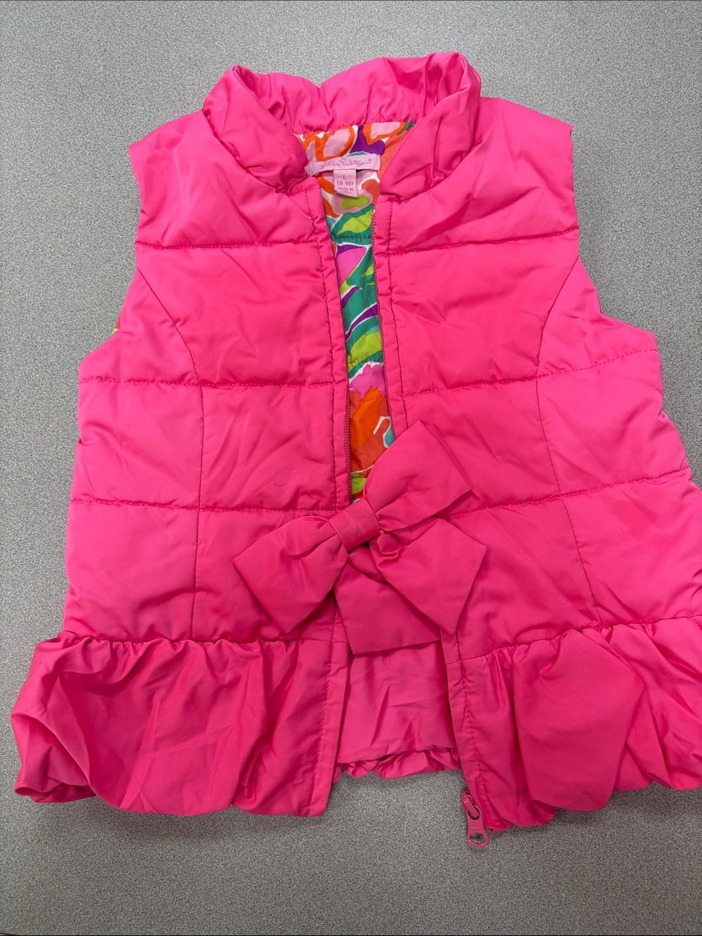 Lilly Pulitzer Pink Quilted Vest with Tropical Multi-Color Lining